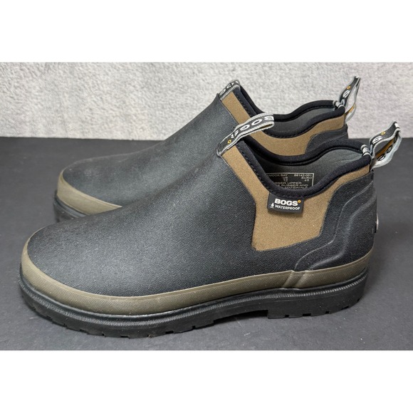 Bogs Tillamook Bay Waterproof Boots Mens 12 Black Olive Rubber Slip On 68142-001 main image 5